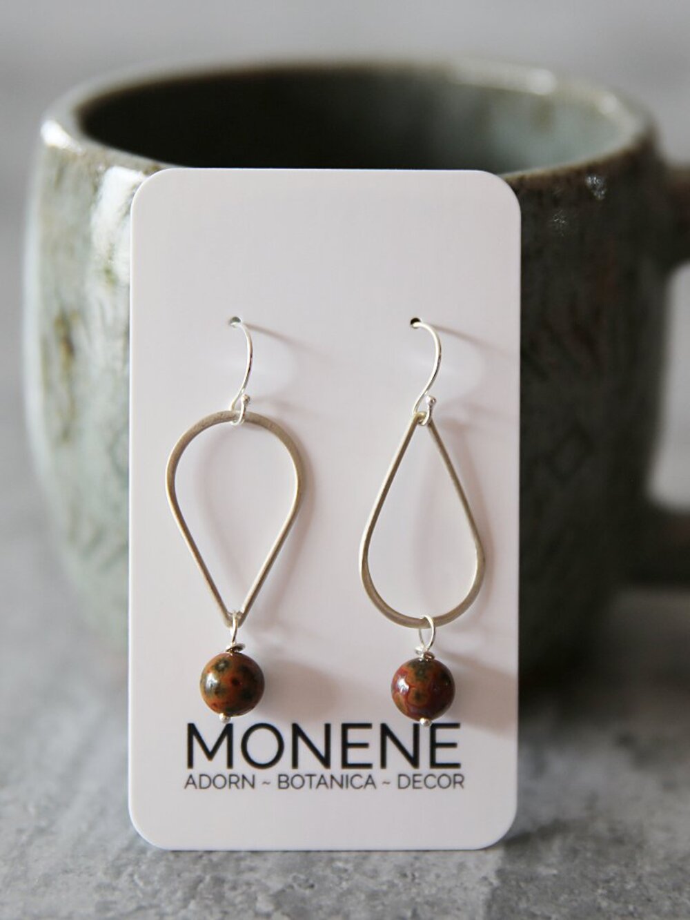 Convertible Ocean Jasper and Sterling Silver Teardrop Earrings